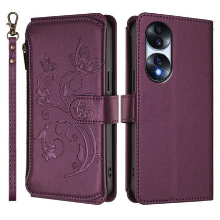 Butterfly Love Flower Multi-card Zipper Wallet Leather Phone Case, For Honor 70 5G, For Honor X8 4G / X30i 5G, For Honor 60 SE 5G