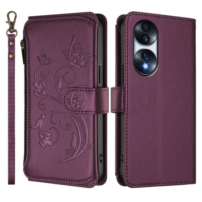 Butterfly Love Flower Multi-card Zipper Wallet Leather Phone Case, For Honor 70 5G, For Honor X8 4G / X30i 5G, For Honor 60 SE 5G