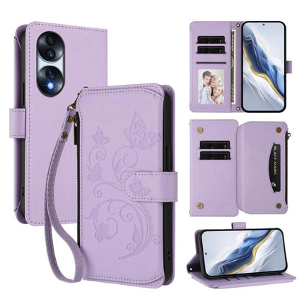 Butterfly Love Flower Multi-card Zipper Wallet Leather Phone Case, For Honor 80 5G, For Honor X40i 5G, For Honor 70 Pro 5G