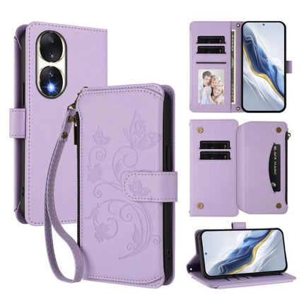 Butterfly Love Flower Multi-card Zipper Wallet Leather Phone Case, For Honor 90 Pro 5G, For Honor 90 5G, For Honor X7a 4G / Play7T 5G