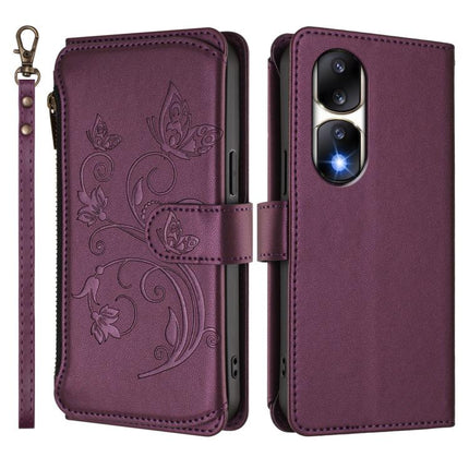 Butterfly Love Flower Multi-card Zipper Wallet Leather Phone Case, For Honor 90 Pro 5G, For Honor 90 5G, For Honor X7a 4G / Play7T 5G
