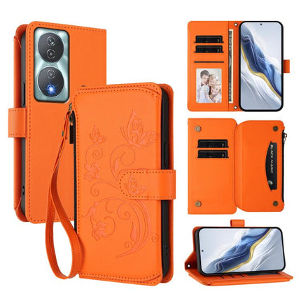 Butterfly Love Flower Multi-card Zipper Wallet Leather Phone Case, For Honor Play 50, For Honor 200 Lite 5G Global, For Honor 90 Smart 5G / X7b 5G / 4G