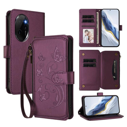 Butterfly Love Flower Multi-card Zipper Wallet Leather Phone Case, For Honor X8b 4G, For Honor 100 Pro 5G, For Honor 90 Lite 5G / X50i 5G
