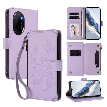 Butterfly Love Flower Multi-card Zipper Wallet Leather Phone Case, For Honor X8b 4G, For Honor 100 Pro 5G, For Honor 90 Lite 5G / X50i 5G