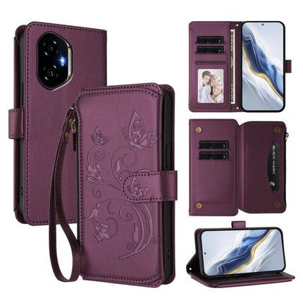 Butterfly Love Flower Multi-card Zipper Wallet Leather Phone Case, For Honor 300, For Honor Magic7 Pro 5G, For Honor Magic7 5G