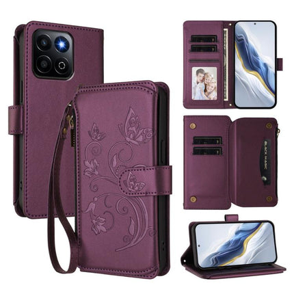 Butterfly Love Flower Multi-card Zipper Wallet Leather Phone Case, For Honor X5c Plus, For Honor 400 Smart, For Honor X70i 5G
