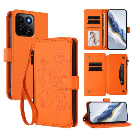 Butterfly Love Flower Multi-card Zipper Wallet Leather Phone Case, For Honor X5c Plus, For Honor 400 Smart, For Honor X70i 5G