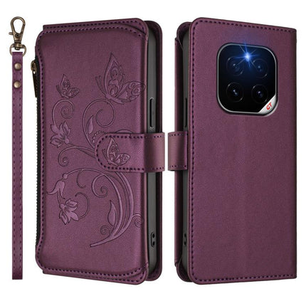 Butterfly Love Flower Multi-card Zipper Wallet Leather Phone Case, For Honor GT Pro 5G, For Honor X60 GT 5G, For Honor 400 Pro Global 160.8mm