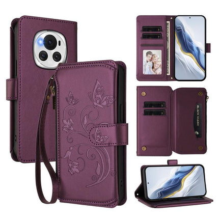 Butterfly Love Flower Multi-card Zipper Wallet Leather Phone Case, For Honor Magic6 Pro 5G, For Honor Magic6 5G, For Honor X9b 5G / Magic6 Lite