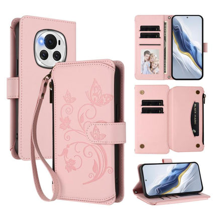 Butterfly Love Flower Multi-card Zipper Wallet Leather Phone Case, For Honor Magic6 Pro 5G, For Honor Magic6 5G, For Honor X9b 5G / Magic6 Lite
