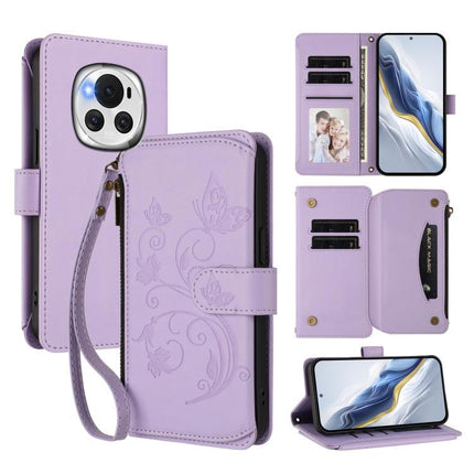 Butterfly Love Flower Multi-card Zipper Wallet Leather Phone Case, For Honor Magic6 Pro 5G, For Honor Magic6 5G, For Honor X9b 5G / Magic6 Lite