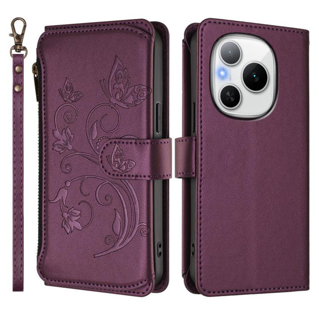 Butterfly Love Flower Multi-card Zipper Wallet Leather Phone Case, For Honor Power 5G, For Honor Play 60 5G, For Honor 400 Lite Global