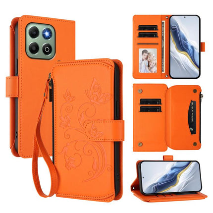 Butterfly Love Flower Multi-card Zipper Wallet Leather Phone Case, For Honor X6b 4G / X6a 4G, For Honor 200 5G Global, For Honor 200 Pro 5G Global