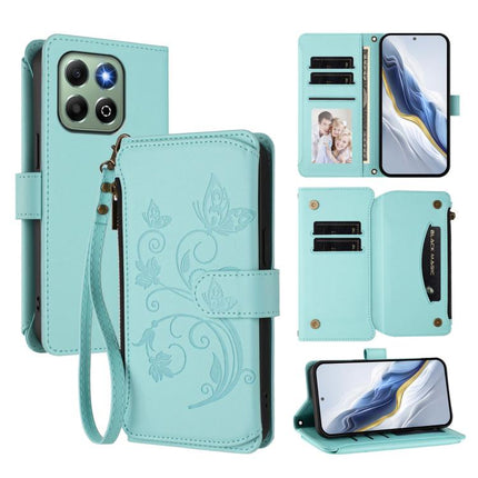 Butterfly Love Flower Multi-card Zipper Wallet Leather Phone Case, For Honor X6b 4G / X6a 4G, For Honor 200 5G Global, For Honor 200 Pro 5G Global