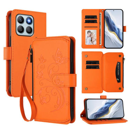 Butterfly Love Flower Multi-card Zipper Wallet Leather Phone Case, For Honor X8b 4G, For Honor 100 Pro 5G, For Honor 90 Lite 5G / X50i 5G