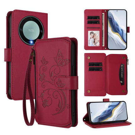 Butterfly Love Flower Multi-card Zipper Wallet Leather Phone Case, For Honor Magic5 Pro, For Honor X9a 5G / Magic5 Lite / X40, For Honor 80 GT 5G