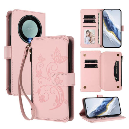 Butterfly Love Flower Multi-card Zipper Wallet Leather Phone Case, For Honor Magic5 Pro, For Honor X9a 5G / Magic5 Lite / X40, For Honor 80 GT 5G