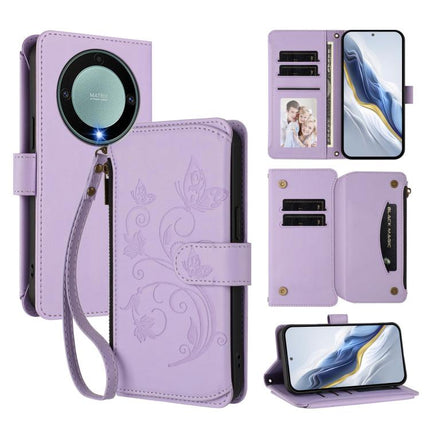 Butterfly Love Flower Multi-card Zipper Wallet Leather Phone Case, For Honor Magic5 Pro, For Honor X9a 5G / Magic5 Lite / X40, For Honor 80 GT 5G