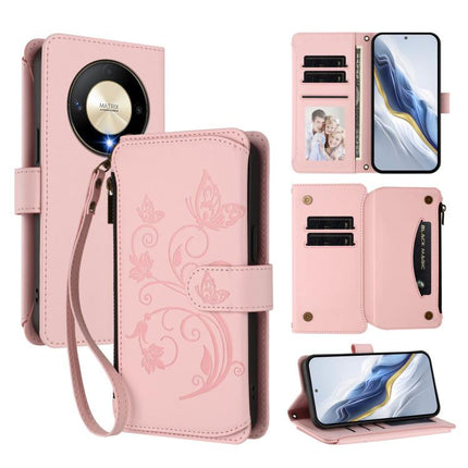 Butterfly Love Flower Multi-card Zipper Wallet Leather Phone Case, For Honor Magic6 Pro 5G, For Honor Magic6 5G, For Honor X9b 5G / Magic6 Lite