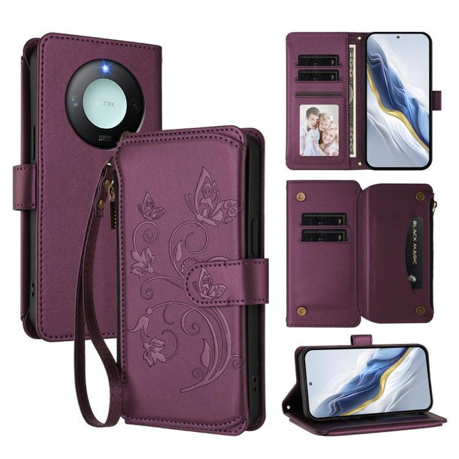Butterfly Love Flower Multi-card Zipper Wallet Leather Phone Case, For Honor GT 5G, For Honor X9c Smart 5G / X60, For Honor 300 Pro / 300 Ultra