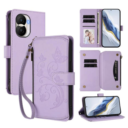 Butterfly Love Flower Multi-card Zipper Wallet Leather Phone Case, For Honor 80 5G, For Honor X40i 5G, For Honor 70 Pro 5G