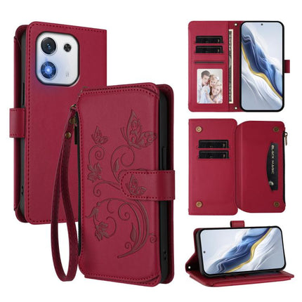 Butterfly Love Flower Multi-card Zipper Wallet Leather Phone Case, For Honor X5c Plus, For Honor 400 Smart, For Honor X70i 5G