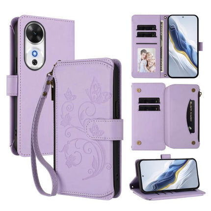 Butterfly Love Flower Multi-card Zipper Wallet Leather Phone Case, For Honor Power 5G, For Honor Play 60 5G, For Honor 400 Lite Global