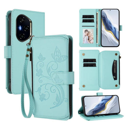 Butterfly Love Flower Multi-card Zipper Wallet Leather Phone Case, For Honor 400 Global 156.5mm, For Honor X8c 4G, For Honor X9c 5G / Magic7 Lite