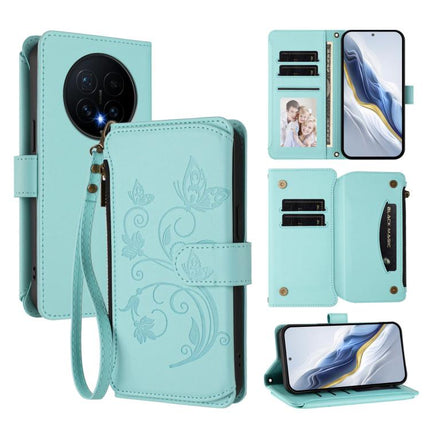 Butterfly Love Flower Multi-card Zipper Wallet Leather Phone Case, For Honor Magic8 Pro, For Honor Magic8, For Honor Play 70 Plus