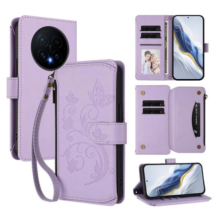 Butterfly Love Flower Multi-card Zipper Wallet Leather Phone Case, For Honor Magic8 Pro, For Honor Magic8, For Honor Play 70 Plus
