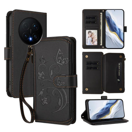 Butterfly Love Flower Multi-card Zipper Wallet Leather Phone Case, For Honor Magic8 Pro, For Honor Magic8, For Honor Play 70 Plus