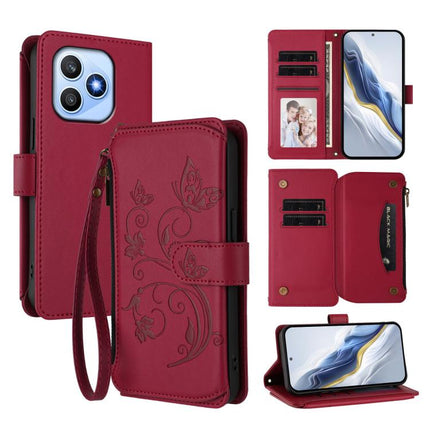 Butterfly Love Flower Multi-card Zipper Wallet Leather Phone Case, For Honor 600 Lite Global, For Honor Magic8 Pro Air 5G, For Honor X8d 4G Global