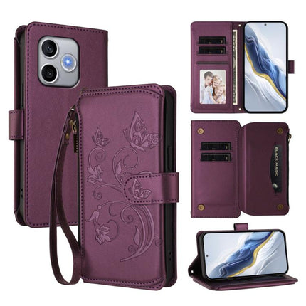 Butterfly Love Flower Multi-card Zipper Wallet Leather Phone Case, For Honor 600 Lite Global, For Honor Magic8 Pro Air 5G, For Honor X8d 4G Global