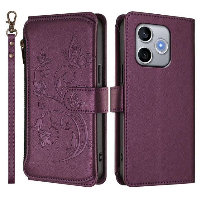 Butterfly Love Flower Multi-card Zipper Wallet Leather Phone Case, For Honor 600 Lite Global, For Honor Magic8 Pro Air 5G, For Honor X8d 4G Global