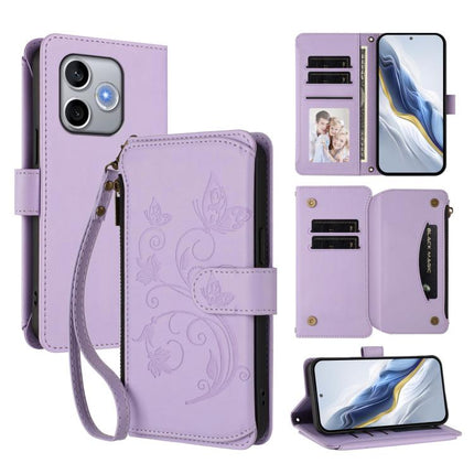 Butterfly Love Flower Multi-card Zipper Wallet Leather Phone Case, For Honor 600 Lite Global, For Honor Magic8 Pro Air 5G, For Honor X8d 4G Global