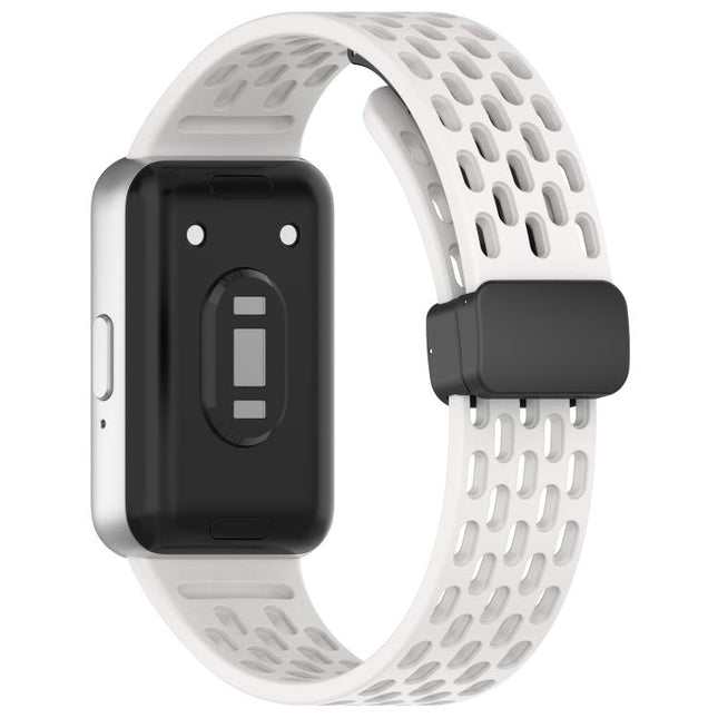 xDfind Hole Style Magnetic Black Buckle Silicone Watch Band, For Galaxy Fit3