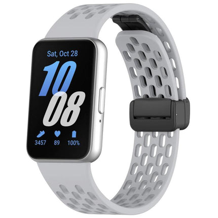 xDfind Hole Style Magnetic Black Buckle Silicone Watch Band, For Galaxy Fit3