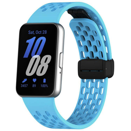 xDfind Hole Style Magnetic Black Buckle Silicone Watch Band, For Galaxy Fit3