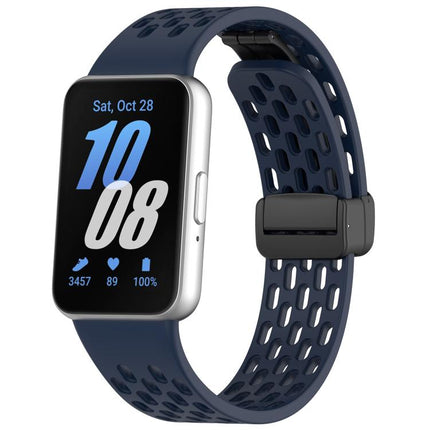 xDfind Hole Style Magnetic Black Buckle Silicone Watch Band, For Galaxy Fit3