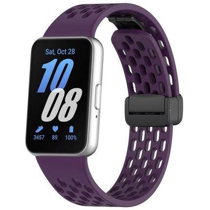 xDfind Hole Style Magnetic Black Buckle Silicone Watch Band, For Galaxy Fit3