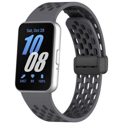 xDfind Hole Style Magnetic Black Buckle Silicone Watch Band, For Galaxy Fit3