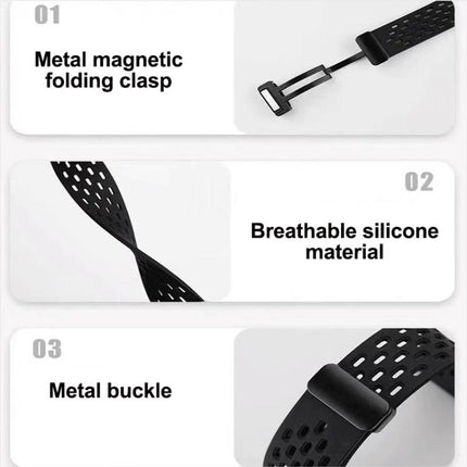 xDfind Hole Style Magnetic Black Buckle Silicone Watch Band, For Galaxy Fit3