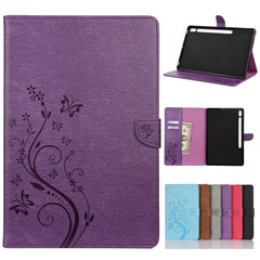 Butterfly Flower Embossing Pattern Horizontal Flip Leather Case with Holder & Card Slots & Wallet, For iPad Pro 11 (2020), For Samsung Galaxy Tab S8+ / Tab S8 Plus /  Tab S7 FE / Tab S7+