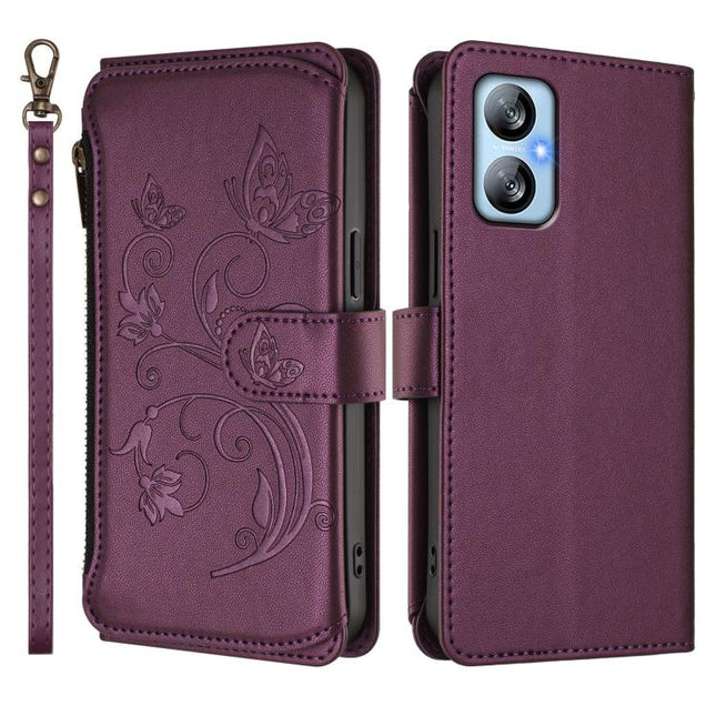 Butterfly Love Flower Multi-card Zipper Wallet Leather Phone Case, For Blackview A52 / A52 Pro, For Blackview A53