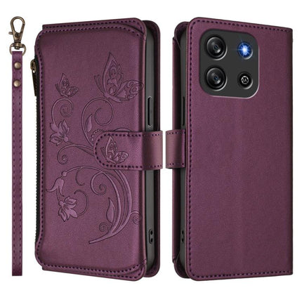 Butterfly Love Flower Multi-card Zipper Wallet Leather Phone Case, For Blackview Oscal FLAT 1C, For Blackview Wave 6C, For Blackview Shark 8 / Oscal Tiger 12