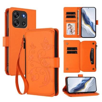 Butterfly Love Flower Multi-card Zipper Wallet Leather Phone Case, For Blackview Oscal FLAT 1C, For Blackview Wave 6C, For Blackview Shark 8 / Oscal Tiger 12