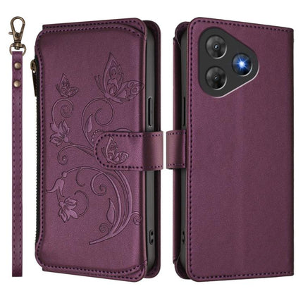 Butterfly Love Flower Multi-card Zipper Wallet Leather Phone Case, For Blackview Oscal Flat 2 / 2C, For Blackview Shark 6, For Blackview Oscal Tiger 13