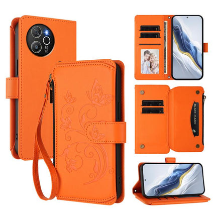 Butterfly Love Flower Multi-card Zipper Wallet Leather Phone Case, For Blackview Oscal FLAT 1C, For Blackview Wave 6C, For Blackview Shark 8 / Oscal Tiger 12