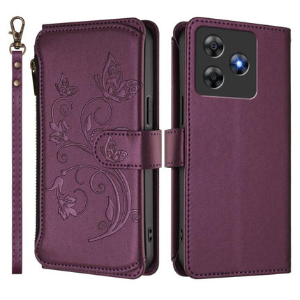 Butterfly Love Flower Multi-card Zipper Wallet Leather Phone Case, For Blackview Wave 8C / 8, For Blackview Shark 9 5G, For Blackview Oscal Modern 8 / Color 8