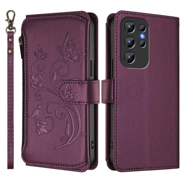 Butterfly Love Flower Multi-card Zipper Wallet Leather Phone Case, For Oukitel C1 Pro / C1, For Oukitel C65 Pro / C65, For Oukitel C58 / C58 Pro